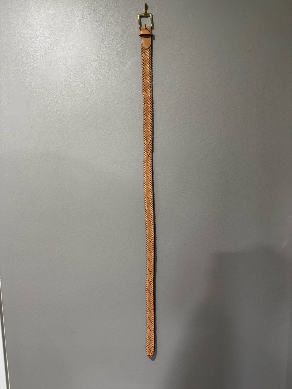 J. Crew Braided Leather Accent Belt in Tan with Brass Buckle